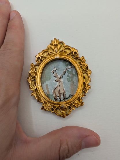 Mini Deer Painting - Original Watercolor Art by Lora Cavallin