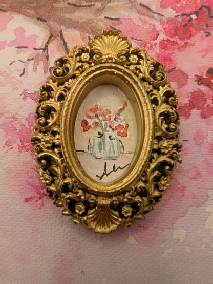 Mini Vase of Flowers Painting - Original Watercolor Art by Lora Cavallin