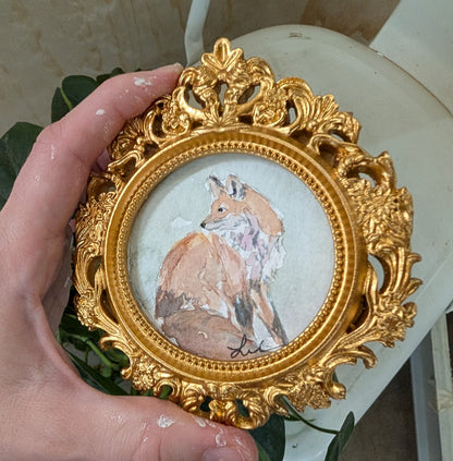 Mini Fox Painting - Original Watercolor Art by Lora Cavallin