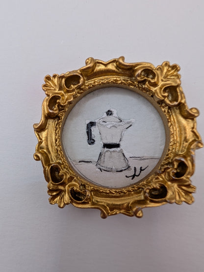 Mini Moka Coffee Pot Painting - Original Watercolor Art by Lora Cavallin