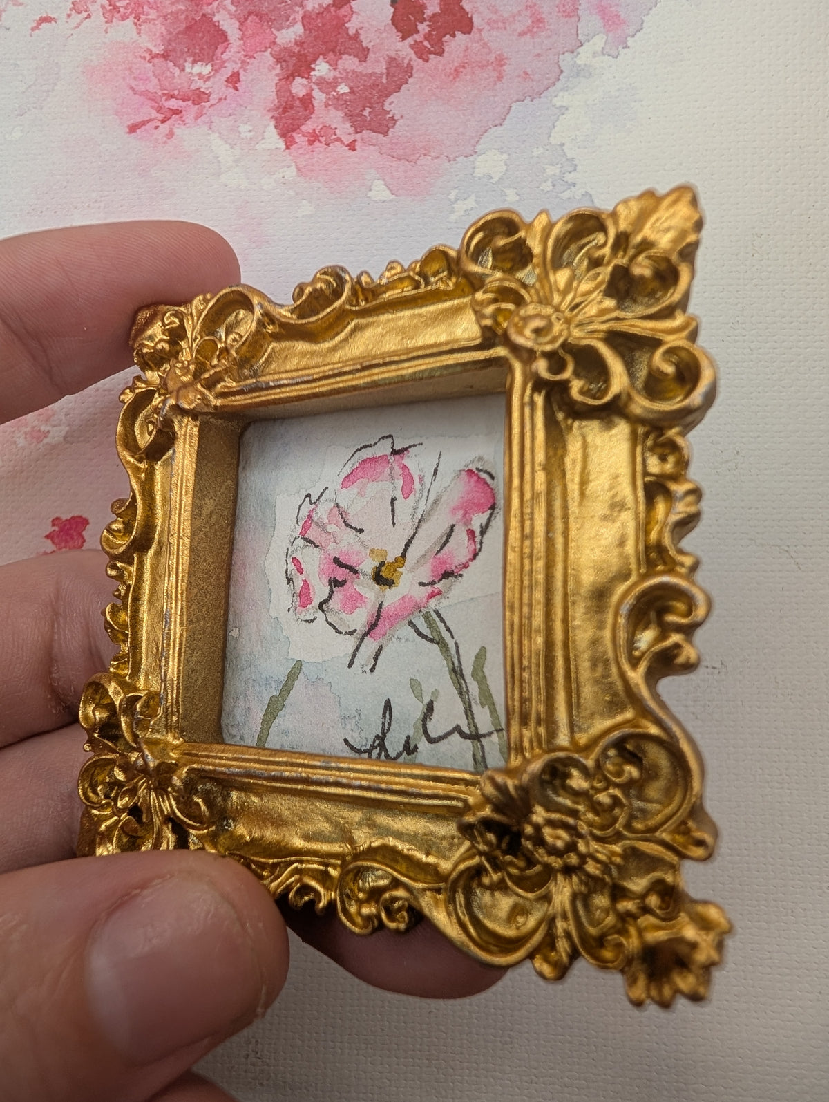 Mini Loose Flower Painting - Original Watercolor Art by Lora Cavallin