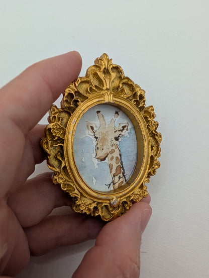 Mini Giraffe Painting - Original Watercolor Art by Lora Cavallin