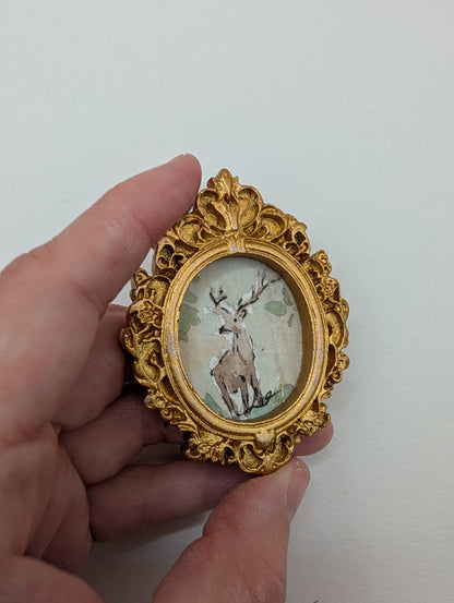 Mini Deer Painting - Original Watercolor Art by Lora Cavallin