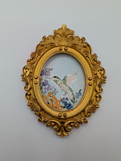 Mini Hummingbird Painting - Original Watercolor Art by Lora Cavallin