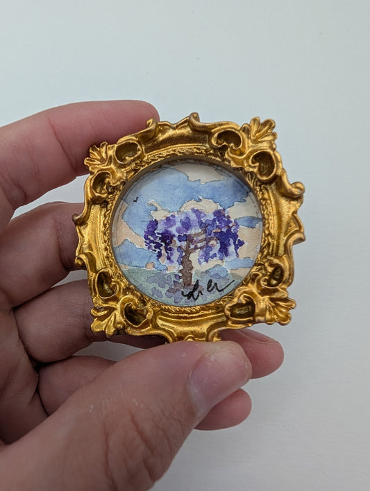 Mini Wisteria Painting - Original Watercolor Art by Lora Cavallin