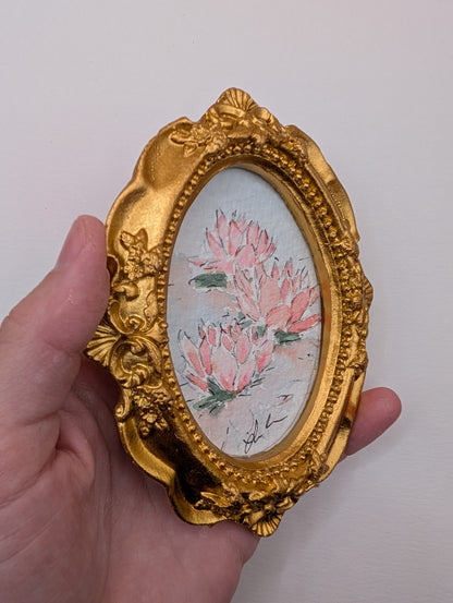 Mini Water Lily Painting - Original Watercolor Art by Lora Cavallin