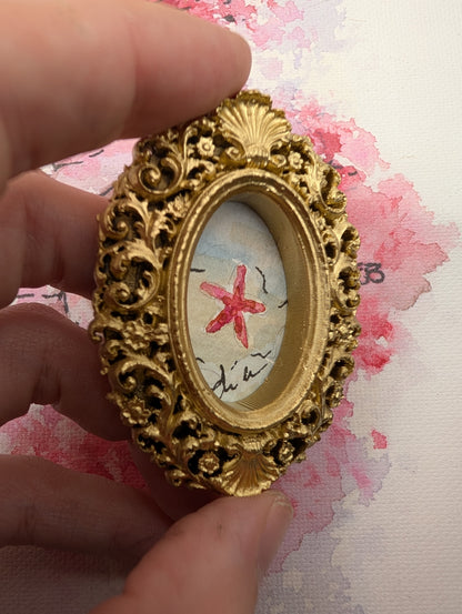 Mini Starfish Painting - Original Watercolor Art by Lora Cavallin
