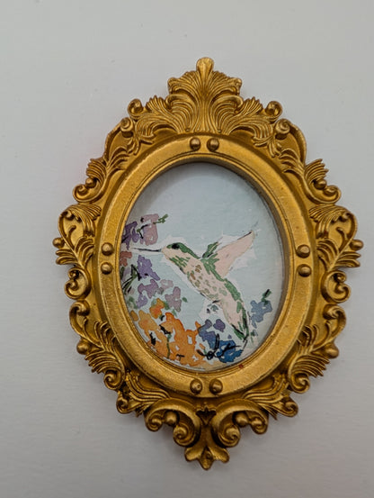 Mini Hummingbird Painting - Original Watercolor Art by Lora Cavallin