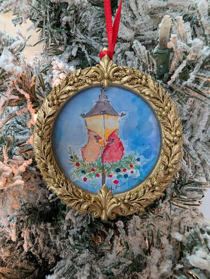 Cardinals on a Lamppost – Single Giclée Ornament, Christmas Friends 2026 Limited Edition