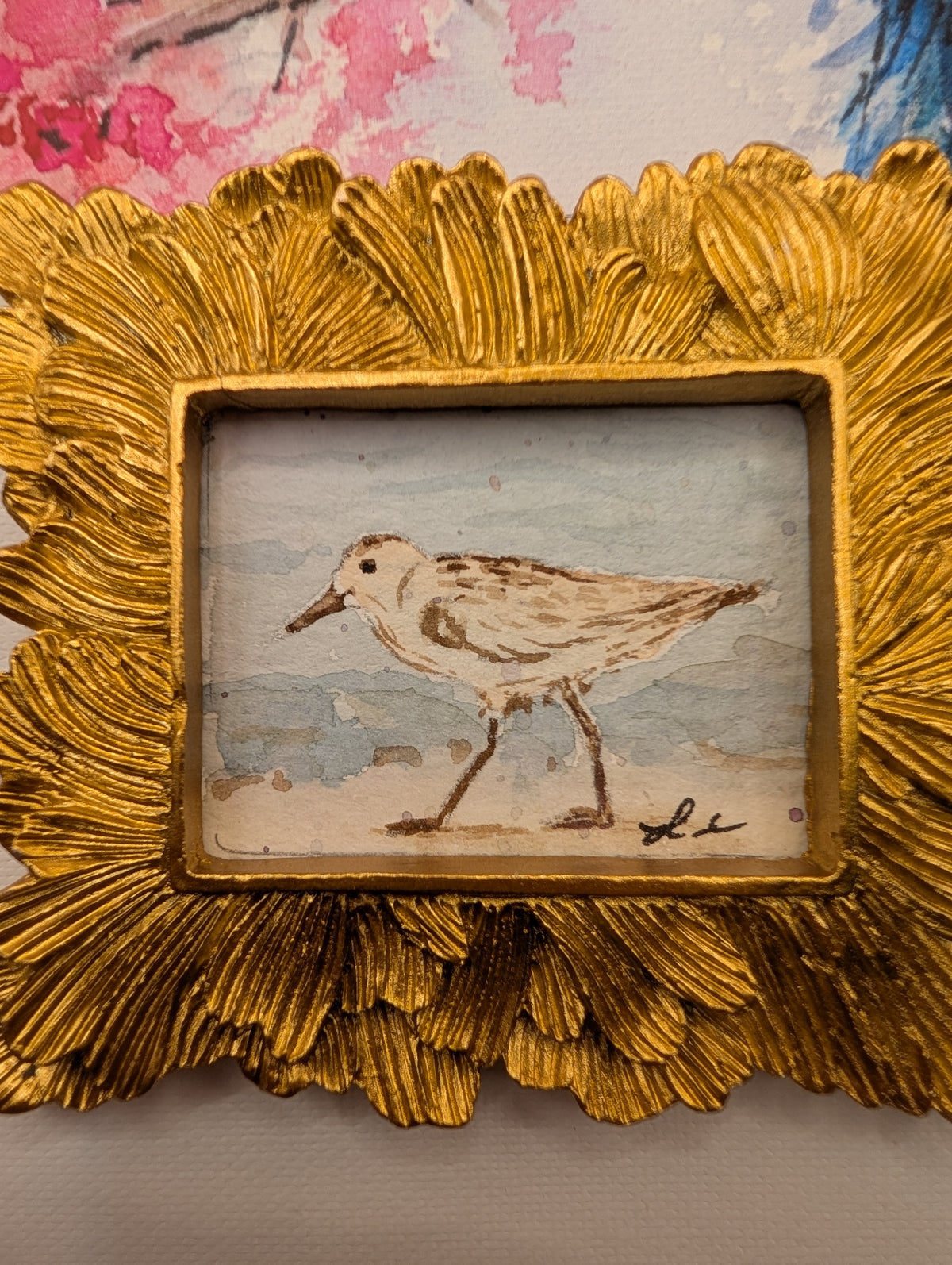 Mini Sandpiper Painting - Original Watercolor Art by Lora Cavallin