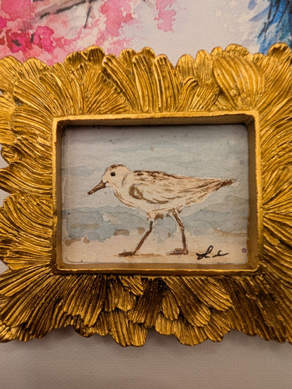 Mini Sandpiper Painting - Original Watercolor Art by Lora Cavallin
