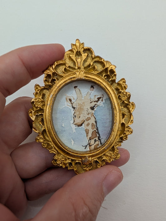 Mini Giraffe Painting - Original Watercolor Art by Lora Cavallin