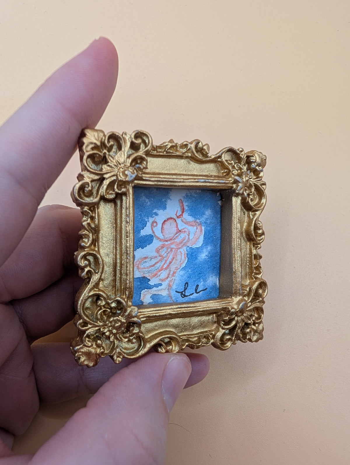 Mini Octopus Painting - Original Watercolor Art by Lora Cavallin