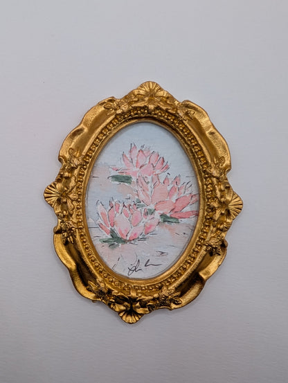 Mini Water Lily Painting - Original Watercolor Art by Lora Cavallin