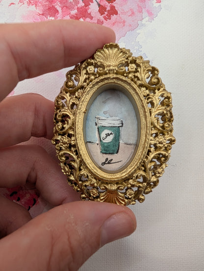 Mini Coffee Painting - Original Watercolor Art by Lora Cavallin