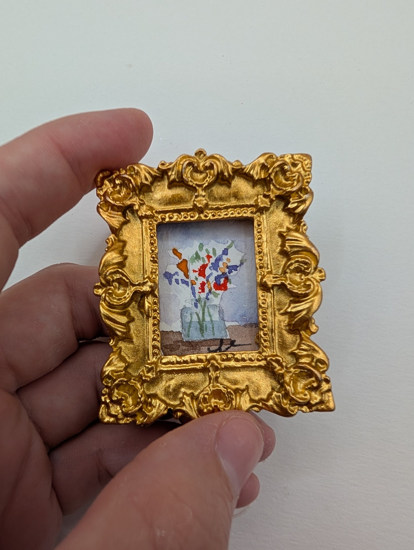 Mini Vase of Flowers Painting - Original Watercolor Art by Lora Cavallin