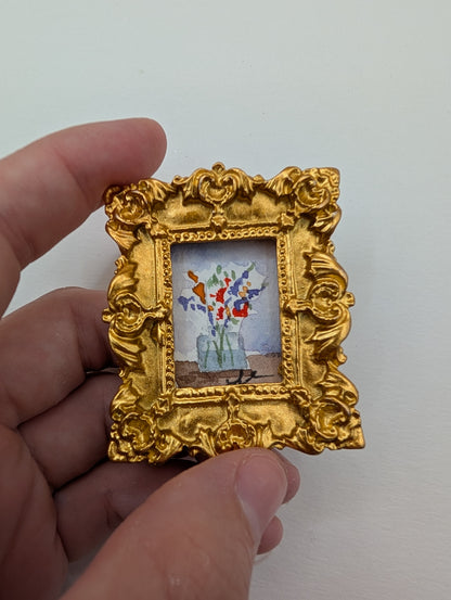 Mini Vase of Flowers Painting - Original Watercolor Art by Lora Cavallin