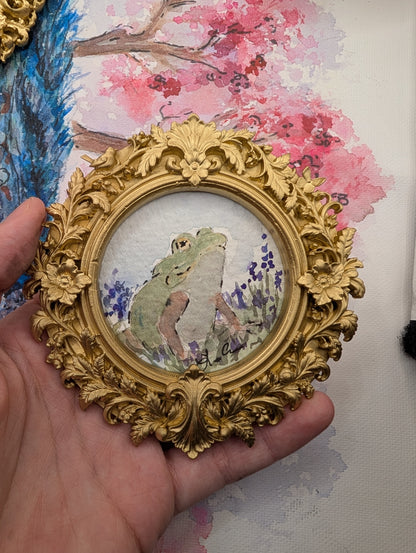 Mini Frog Painting - Original Watercolor Art by Lora Cavallin