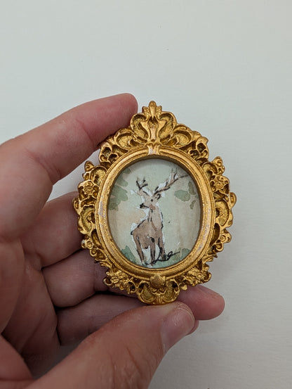 Mini Deer Painting - Original Watercolor Art by Lora Cavallin