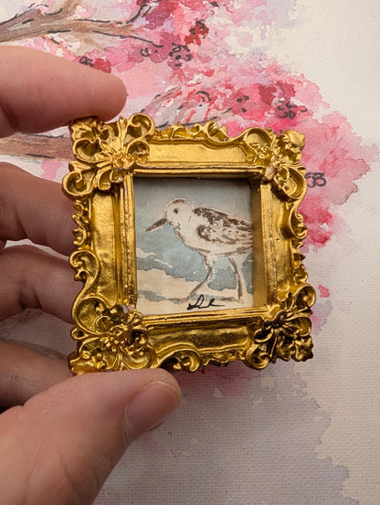Mini Sandpiper Painting - Original Watercolor Art by Lora Cavallin