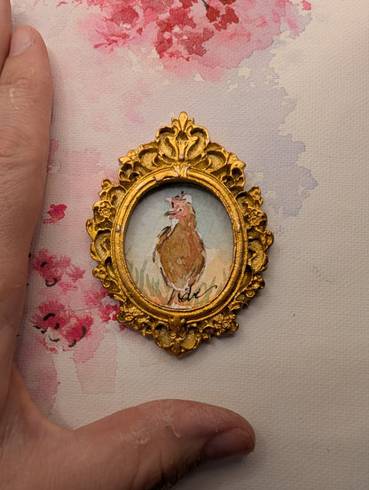 Mini Rooster Painting - Original Watercolor Art by Lora Cavallin