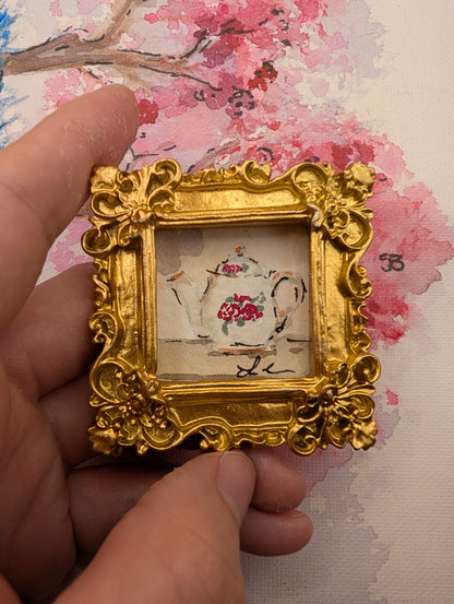 Mini Teapot Painting - Original Watercolor Art by Lora Cavallin