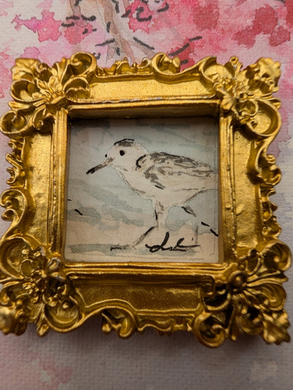 Mini Sandpiper Painting - Original Watercolor Art by Lora Cavallin