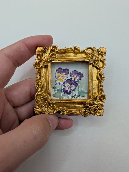 Mini Floral Painting - Original Watercolor Art by Lora Cavallin