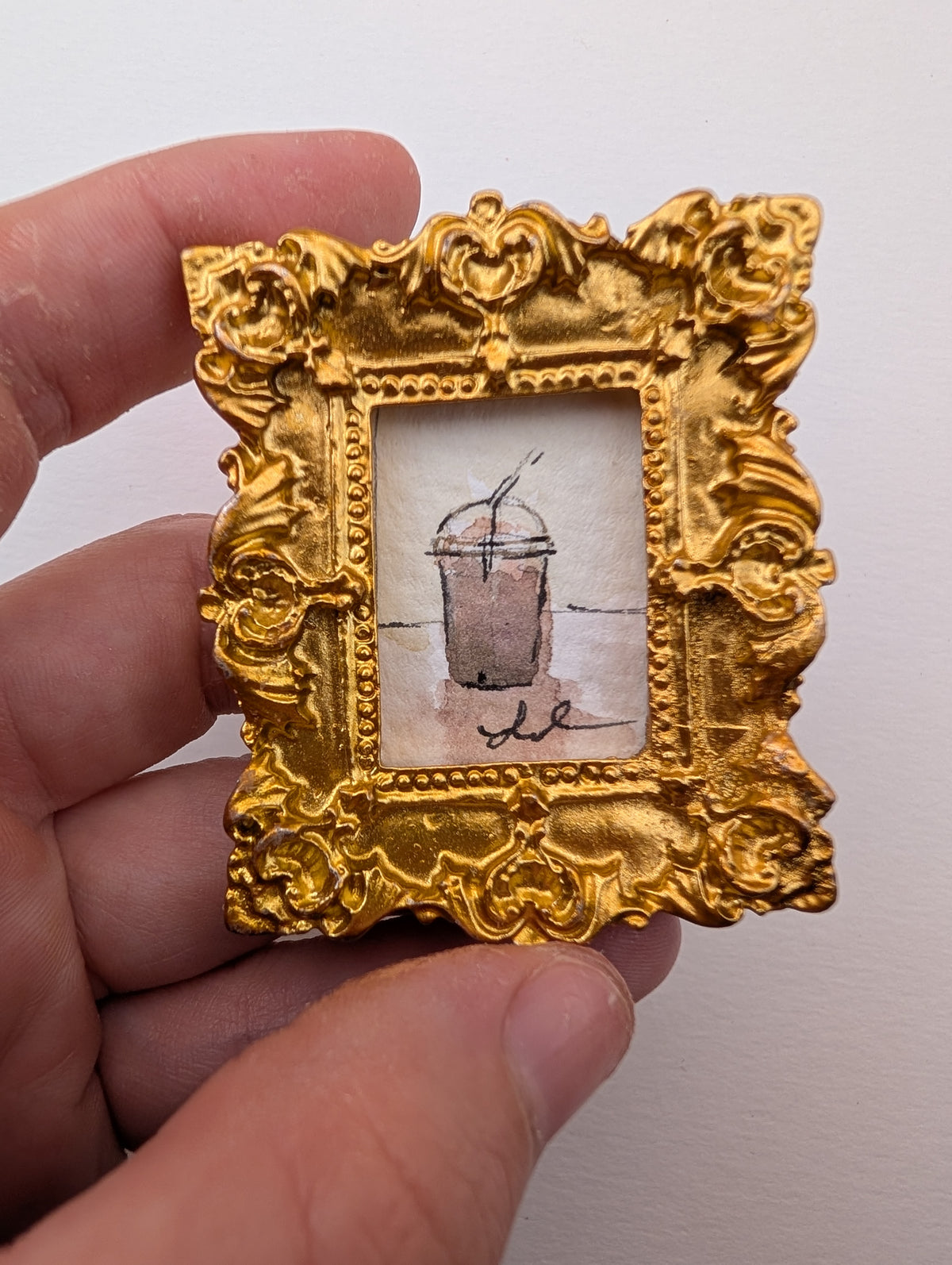 Mini Frozen Drink Painting - Original Watercolor Art by Lora Cavallin
