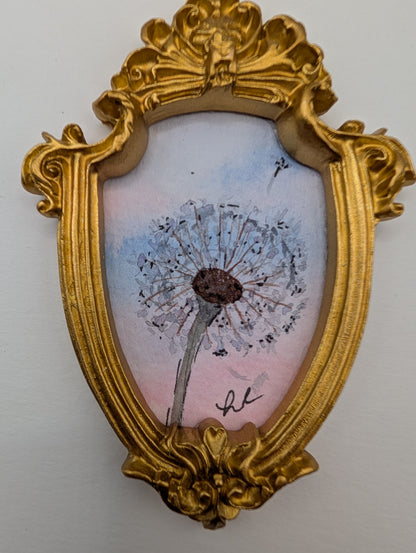 Mini "Make a Wish" Dandelion Painting - Original Watercolor Art by Lora Cavallin