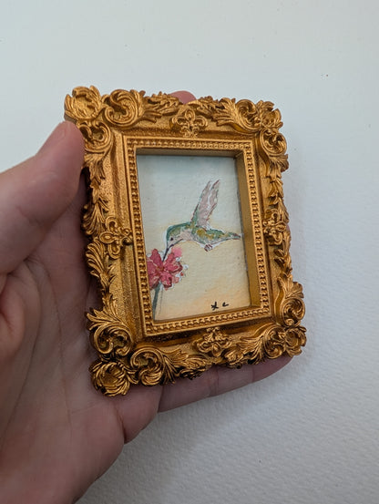 Mini Hummingbird Painting - Original Watercolor Art by Lora Cavallin