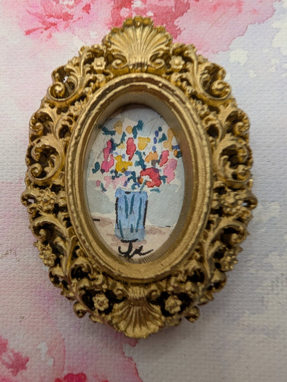 Mini Vase of Flowers Painting - Original Watercolor Art by Lora Cavallin