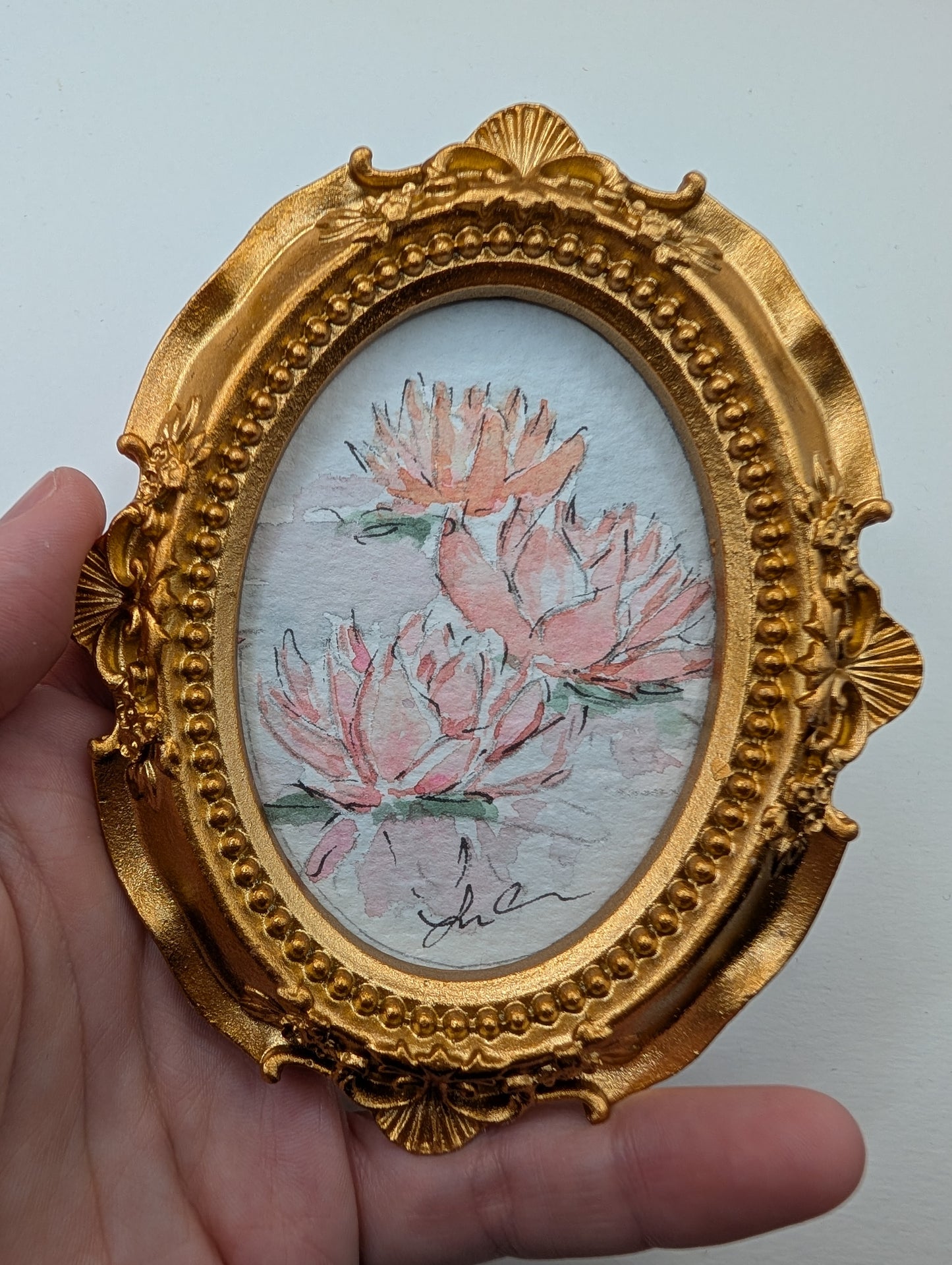 Mini Day Lily Painting - Original Watercolor Art by Lora Cavallin