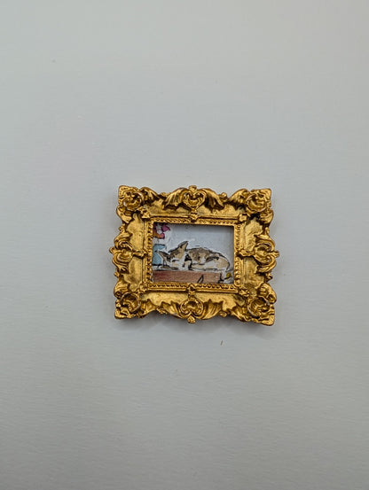 Mini Sleeping Cat Painting - Original Watercolor Art by Lora Cavallin