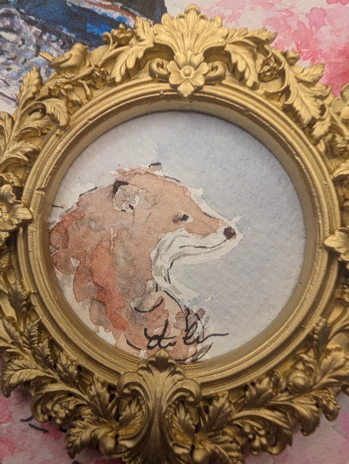 Mini Fox Painting - Original Watercolor Art by Lora Cavallin