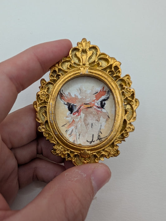 Mini Ostrich Painting - Original Watercolor Art by Lora Cavallin