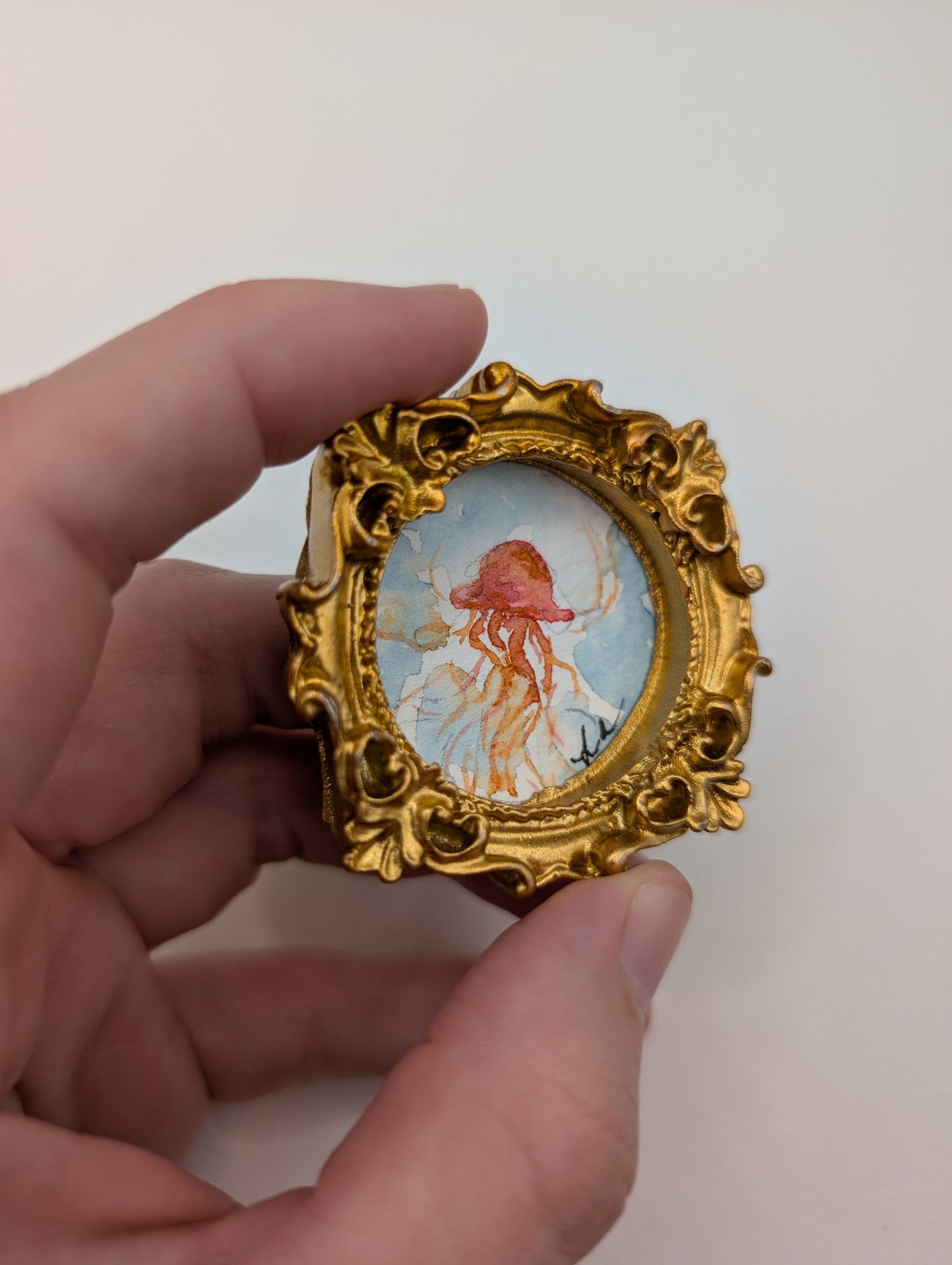 Mini Jellyfish Painting - Original Watercolor Art by Lora Cavallin