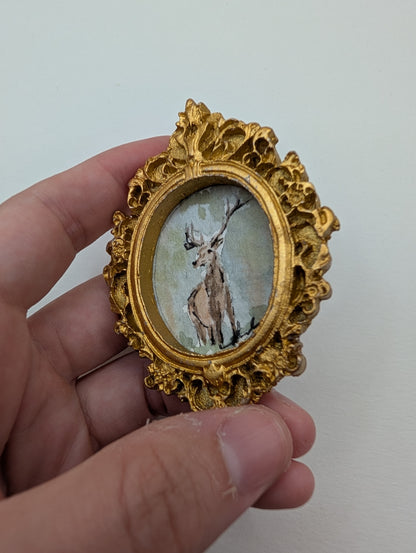 Mini Deer Painting - Original Watercolor Art by Lora Cavallin