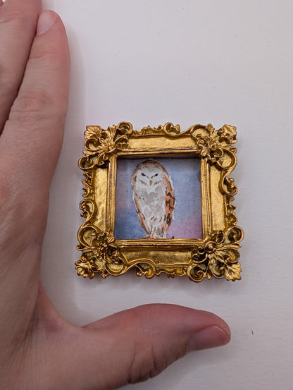 Mini Owl Painting - Original Watercolor Art by Lora Cavallin