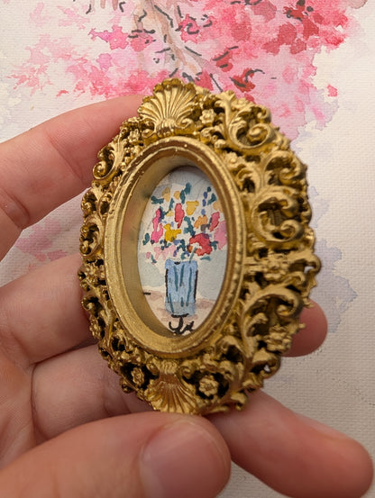 Mini Vase of Flowers Painting - Original Watercolor Art by Lora Cavallin