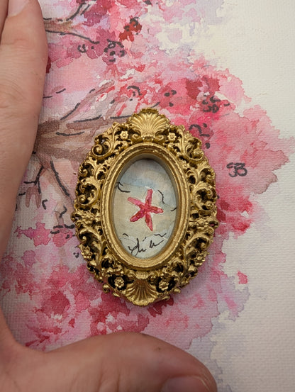 Mini Starfish Painting - Original Watercolor Art by Lora Cavallin
