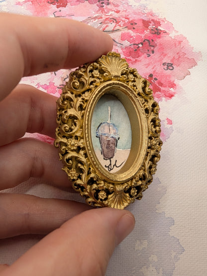 Mini Frozen Drink Painting - Original Watercolor Art by Lora Cavallin