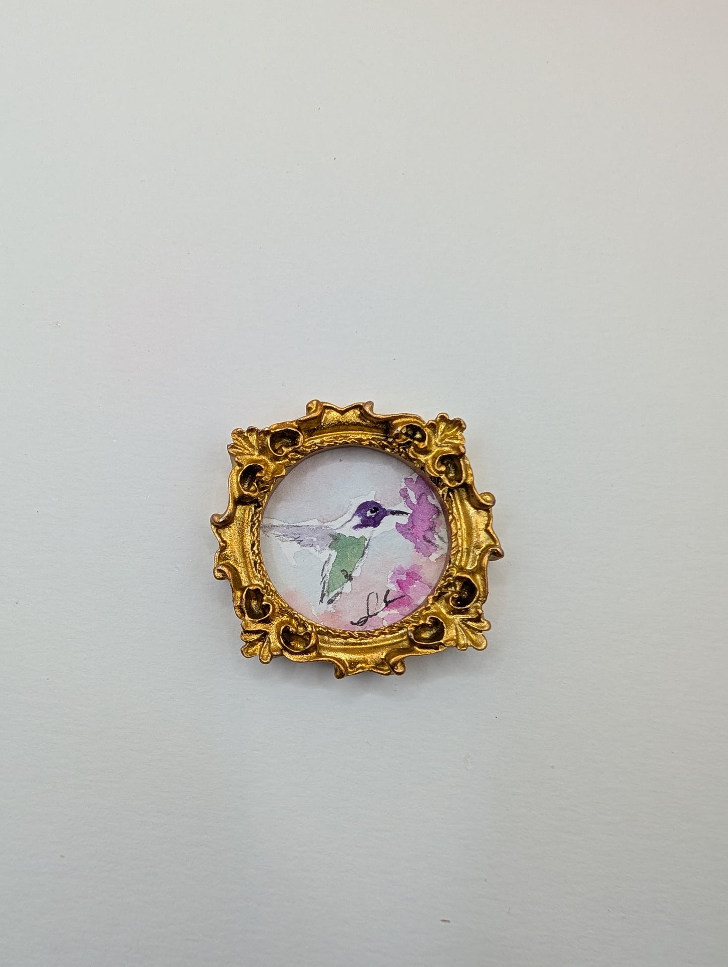 Mini Hummingbird Painting - Original Watercolor Art by Lora Cavallin