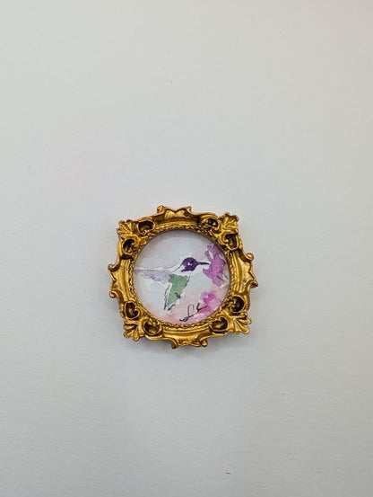 Mini Hummingbird Painting - Original Watercolor Art by Lora Cavallin