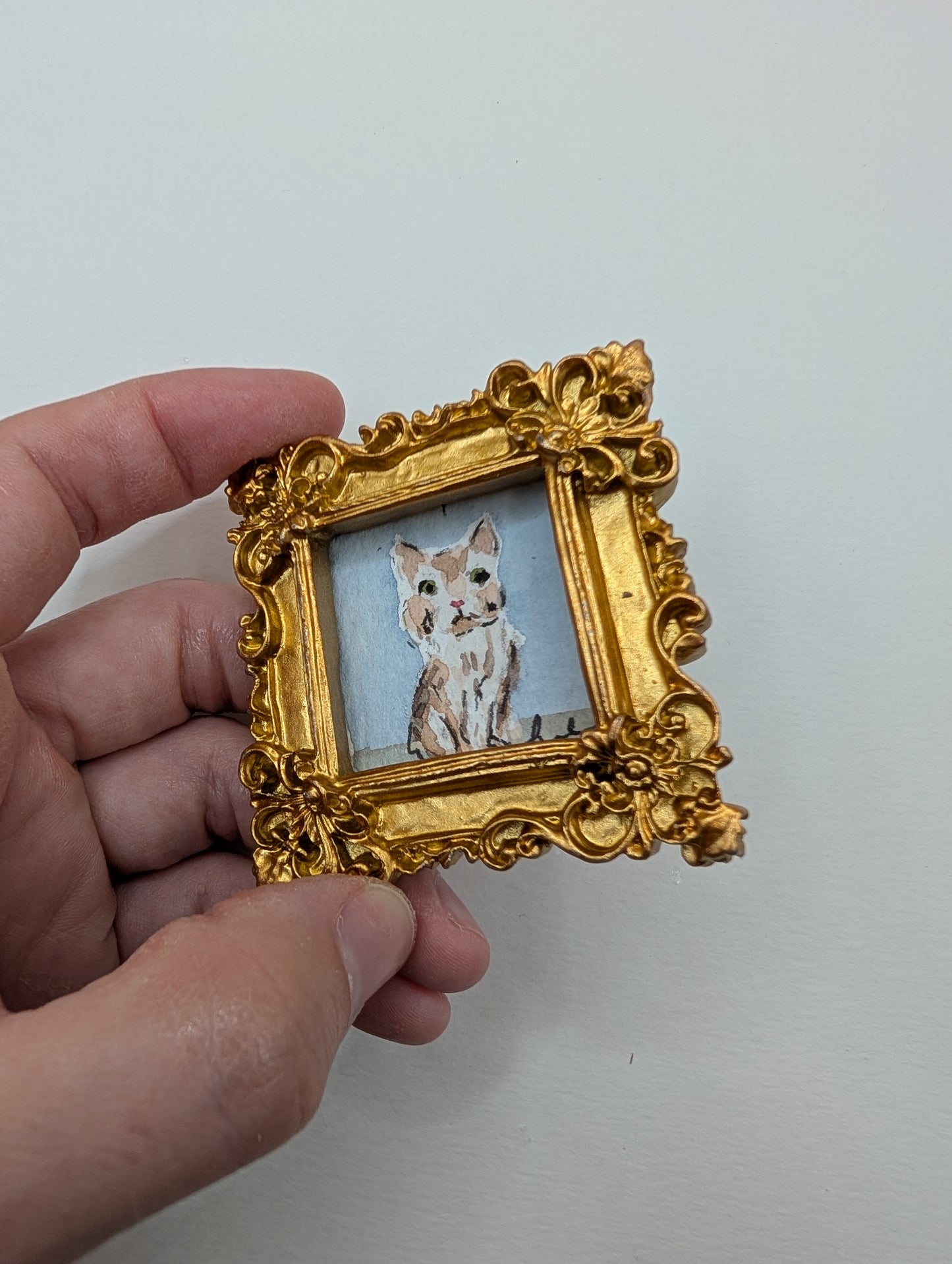 Mini Cat Painting - Original Watercolor Art by Lora Cavallin