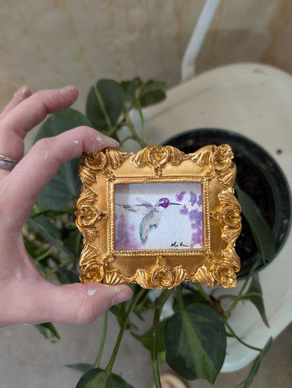 Mini Hummingbird Painting - Original Watercolor Art by Lora Cavallin
