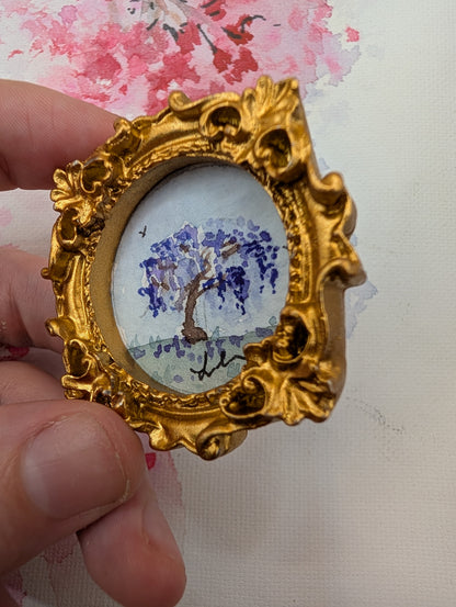 Mini Wisteria Tree Painting - Original Watercolor Art by Lora Cavallin