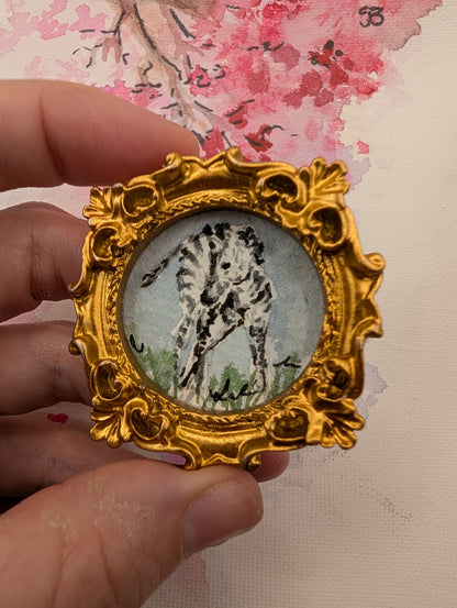 Mini Zebra Painting - Original Watercolor Art by Lora Cavallin