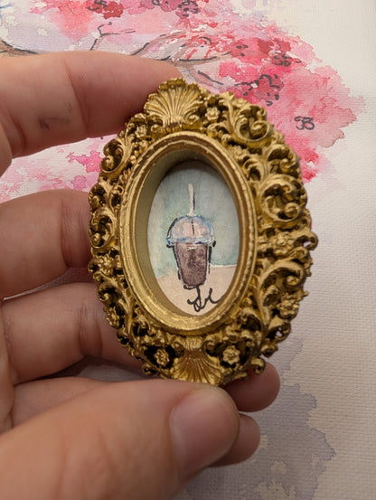 Mini Frozen Drink Painting - Original Watercolor Art by Lora Cavallin