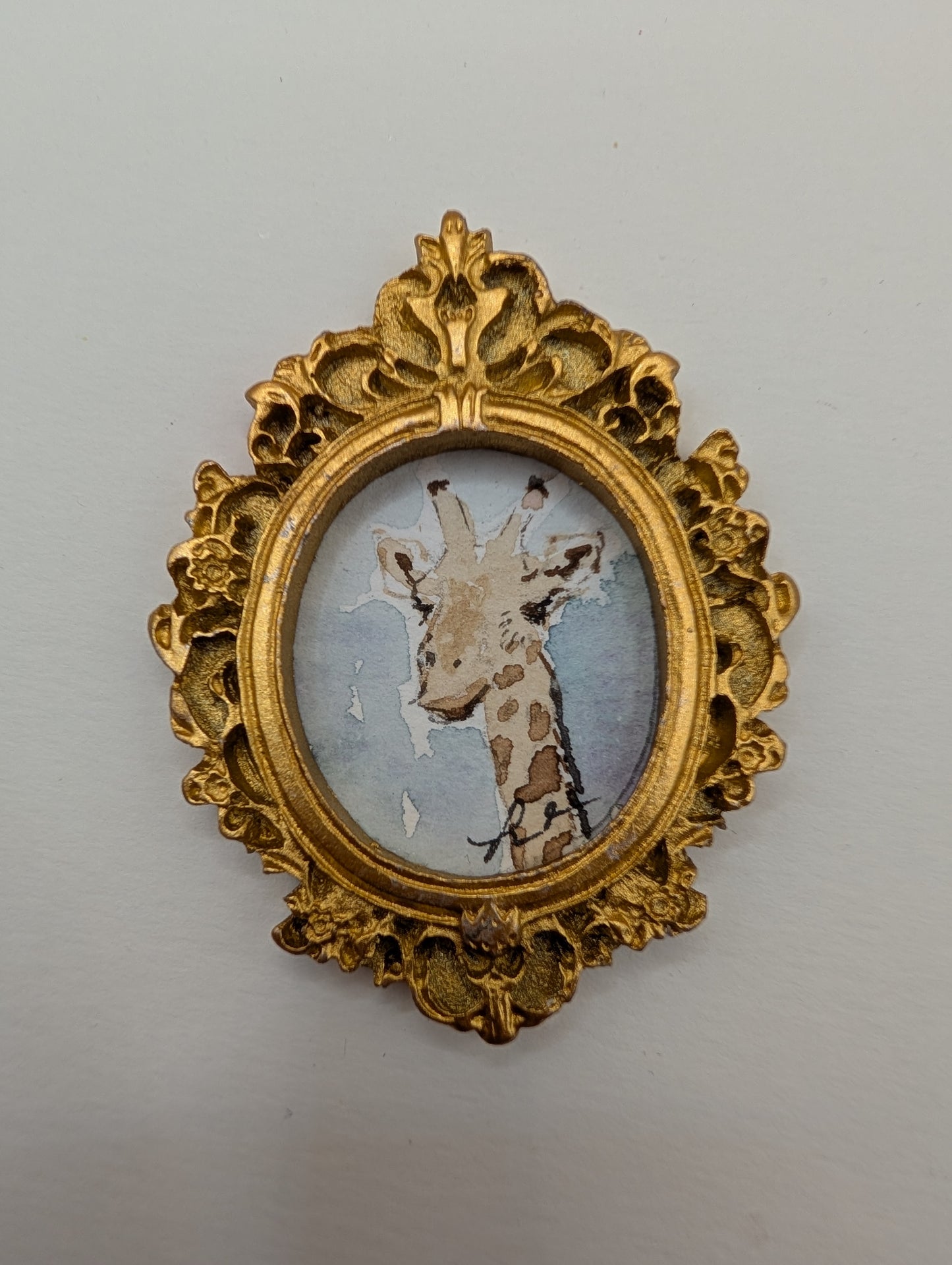 Mini Giraffe Painting - Original Watercolor Art by Lora Cavallin